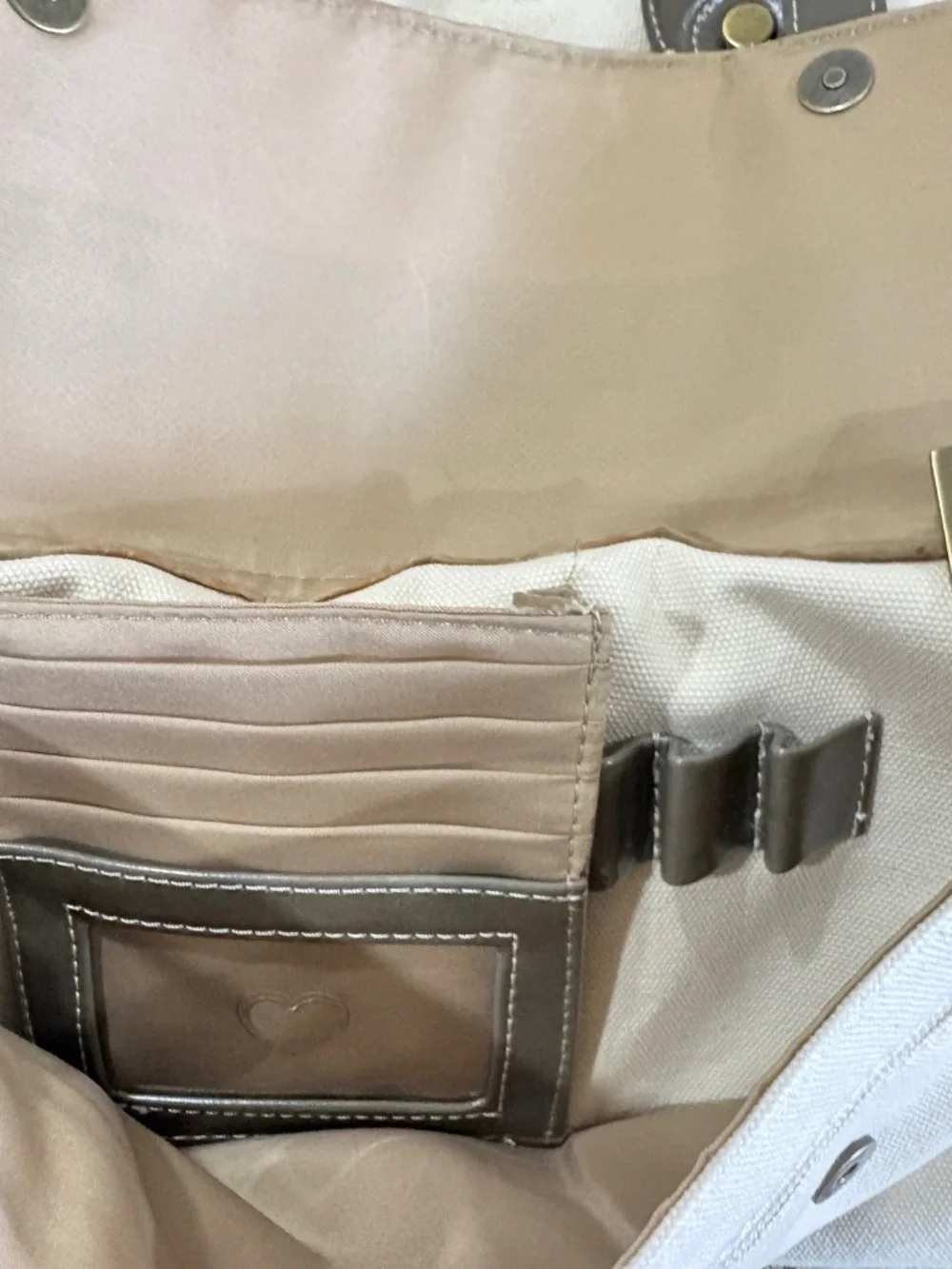 Giani Bernini Chic Classy Shoulder Bag- Neutral, Cream/Off-White/Brown Trim - Picture 7 of 8